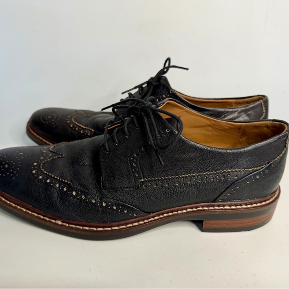 B0 Auth COLE HAAN Black Textured Leather Wingtip Oxford Shoes C24112 Size  9.5 M